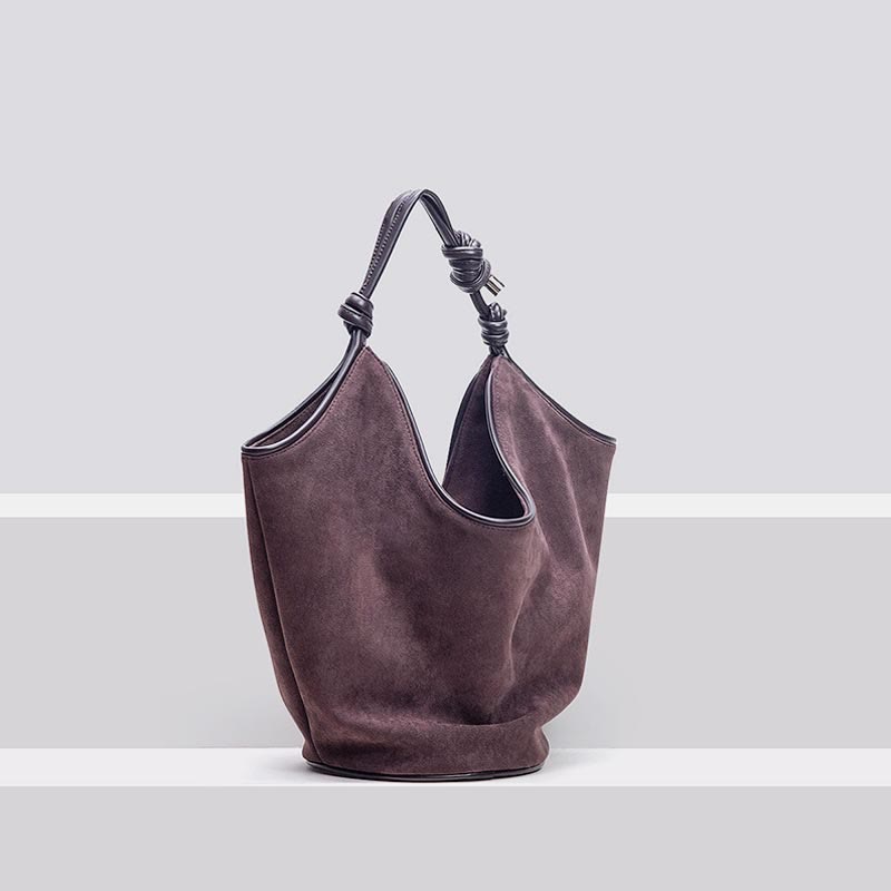 Tote Bag For Women Suede Minimalist Large Capacity Bucket Bag