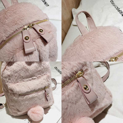 Cute Plush Backpack Daypack for Women Girls with Rabbit's Ear