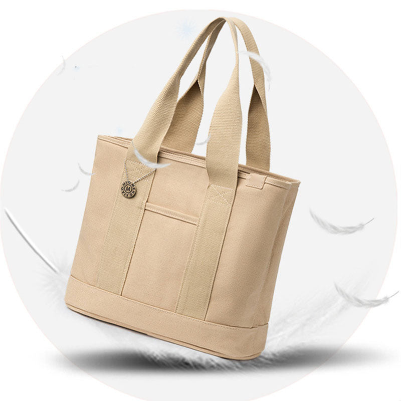 Large Underarm Tote For Women Durable Canvas Handbag With Zipper