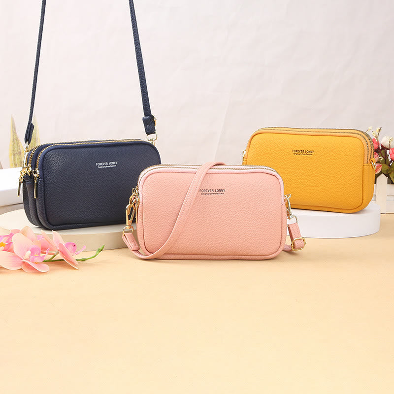 Triple Compartment Phone Bag For Women Large Space Crossbody Bag