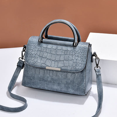 Crocodile Print Vegan Leather Purse For Women Classic Solid Handbag