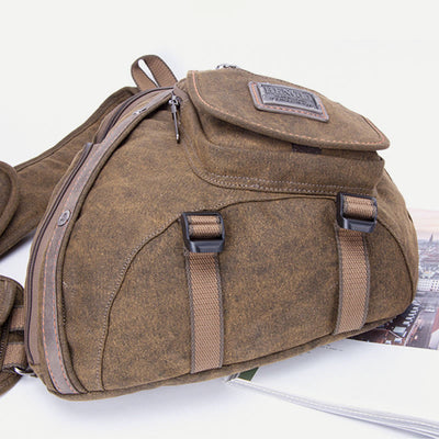 Sling Bag For Men Multi Functional Outdoor Leisure Riding Canvas Chest Bag