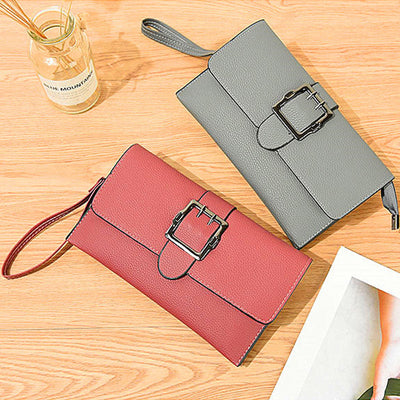 Lychee Pattern Envelope Style Wallet Women Classic Leather Bag