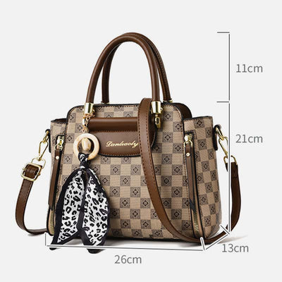 British Handbag Women Mini Silk Scarf Decor Elegant Crossbody Bag