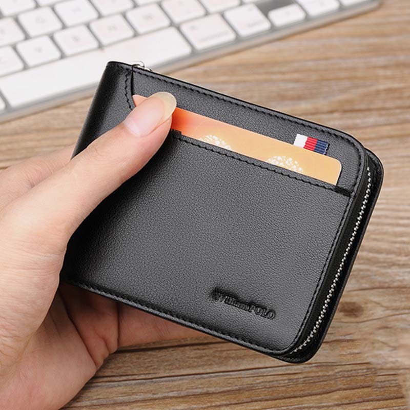 Large Capacity Luxury Real Leather Wallet Business Zip Card Holder