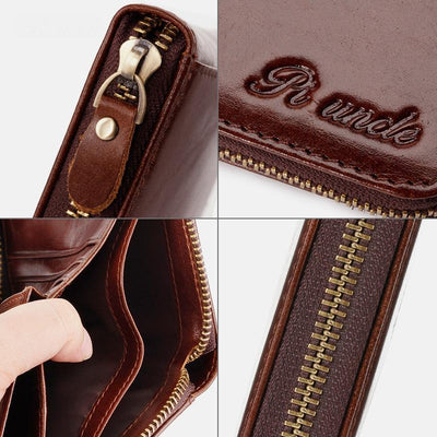 Vertical Multi-Slot Retro RFID Leather Wallet