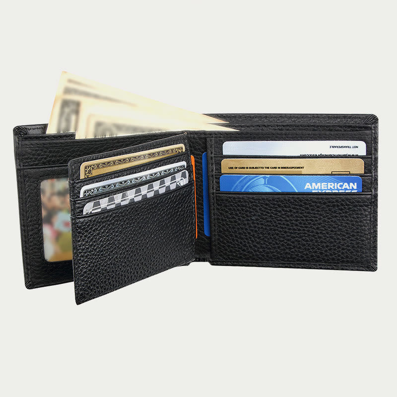 Leather Wallet For Men Anti Theft RFID Black Purse