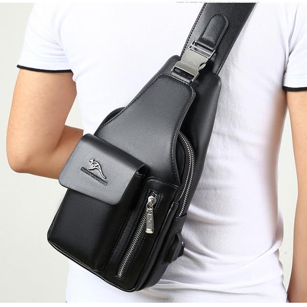 Multi-Compartment Wearing-Resisting Sling Bag with USB Charging Port