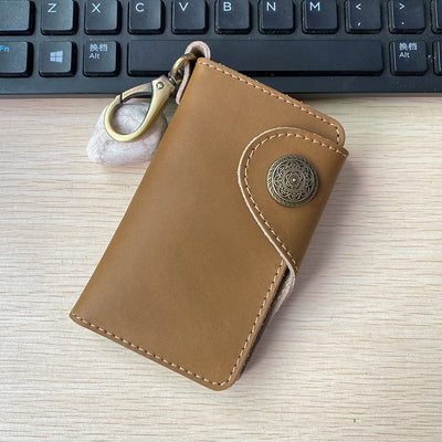 Multifunctional Leather Card Holder Ultra Thin Mini Key Ring Wallet