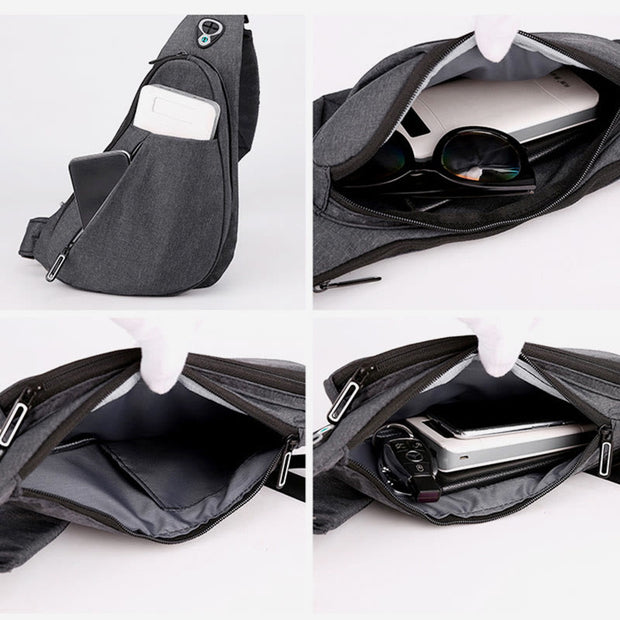 Sling Bag For Men Waterproof Nylon Travel Portable Crossbody Backpack
