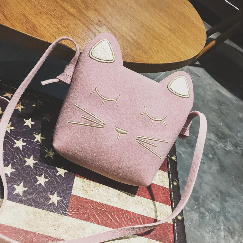 Cute Mini Kitten Crossbody Bag For Kids Small Leather Purse