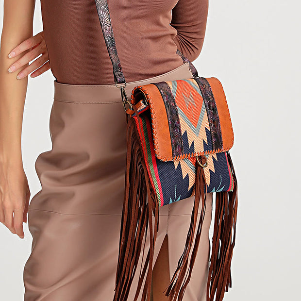 Crossbody Bag For Women Vintage Tassel Large Capacity Shopping Bag