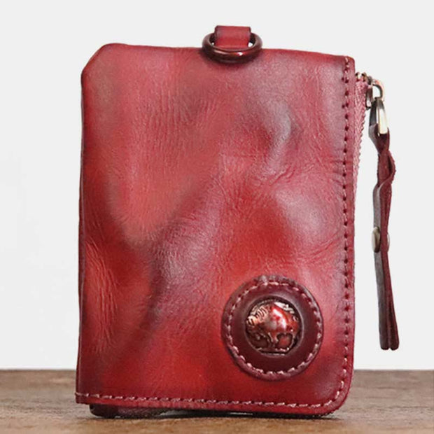 Wallet For Men Multifunctional Soft Leather Vintage Daily Zipper Purse
