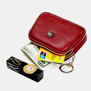 Coin Purse for Women Genuine Leather Double Zip Cash Change Wallet