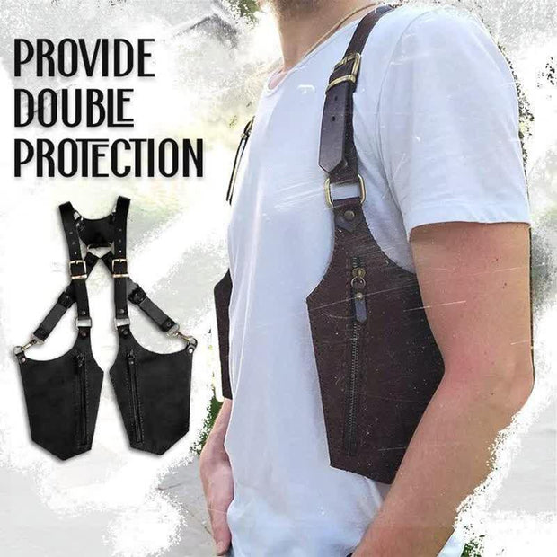 Anti-theft Underarm Shoulder Bag PU Leather Double Shoulder Armpit Bag Wallet