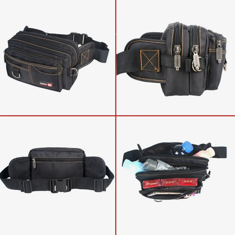 Mens Waterproof Waist Pack Outdoor Multifunctional Large Canvas Bag