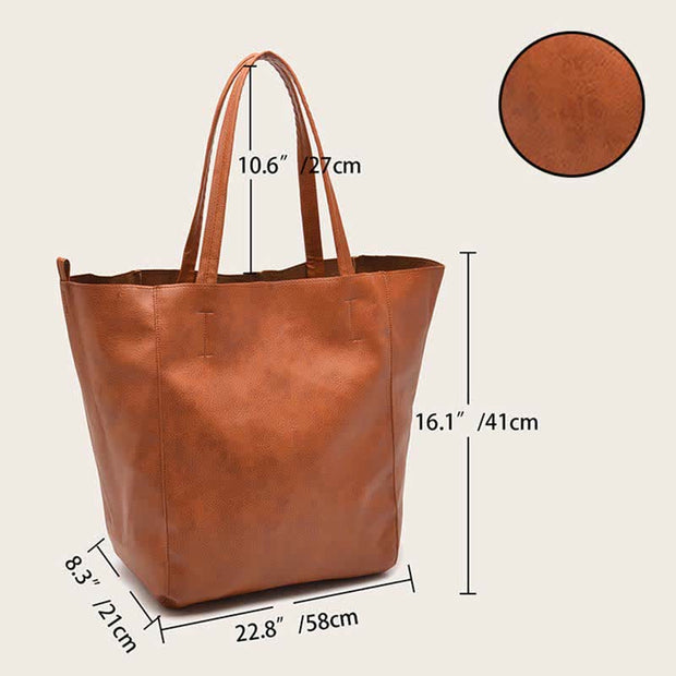 Large Capacity Soft Leather Tote Bag Handbag Shopper Purse with Pouch