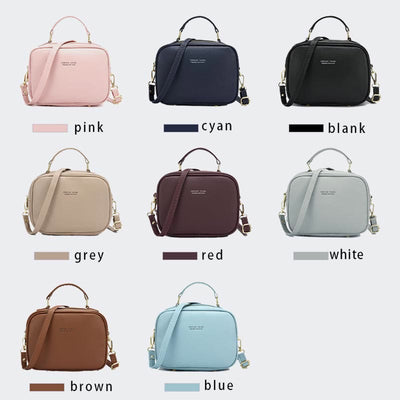 Top-Handle Bag for Women Simple Plain Color PU Leather Crossbody Bag