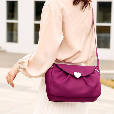 Crossbody Bag For Women Heart Buckle Waterproof Oxford Bag