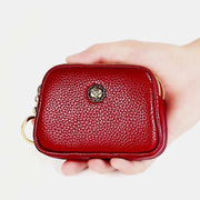 Coin Purse for Women Genuine Leather Double Zip Cash Change Wallet
