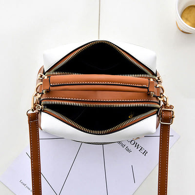 Top-Handle Bag For Women Embroidered Leather Portable Crossbody Shoulder Bag