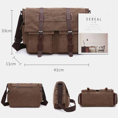 Multi-Pocket Retro Business Messenger Bag