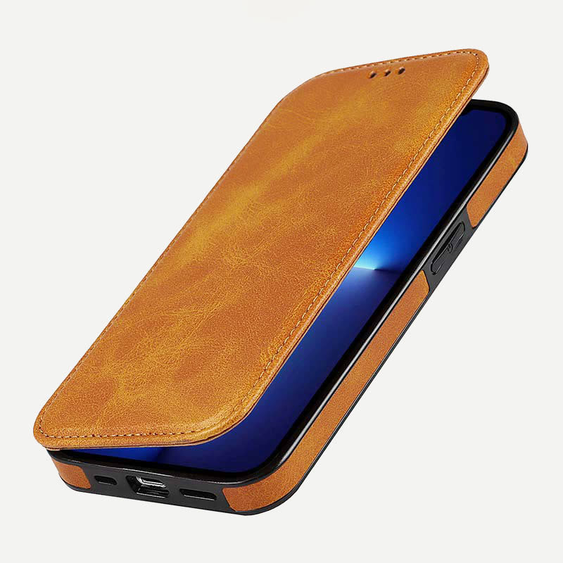 Phone Case for iPhone 14 Clamshell Leather Card Slot Case