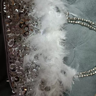 Sequin Feather Evening Bag For Party Lady Underarm Bag