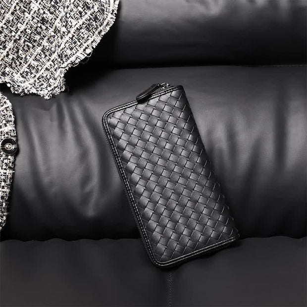 Leather Wallet for Men Zip Around Pattern Print Luxury Wallet Clutch