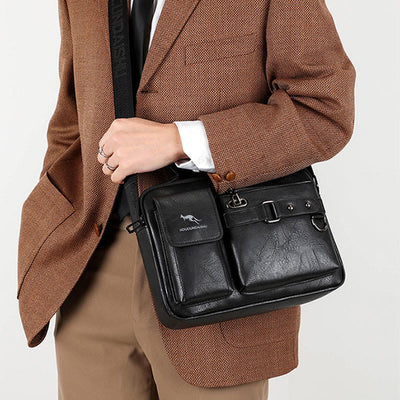 Classic Messenger Bag For Men Business Leather Crossbody Satchel Purse