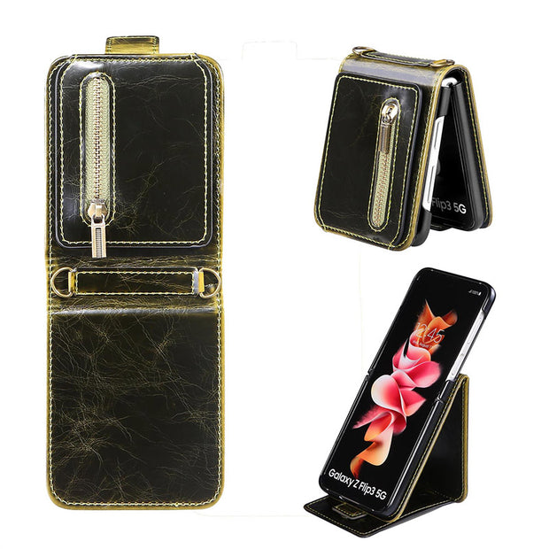 Designed for Samsung Z Flip4 / Flip3 Wallet Case Cell Phone Case with Card Slot