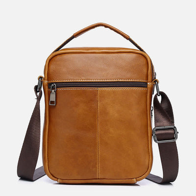 Leather Small Messenger Bag for Men Retro Work Business Shoulder Handbag