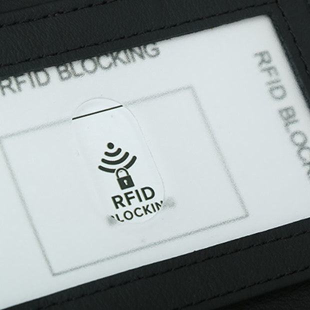 Trifold Mens Leather Wallet RFID Blocking Minimalist Carbon Fiber Pattern Wallet