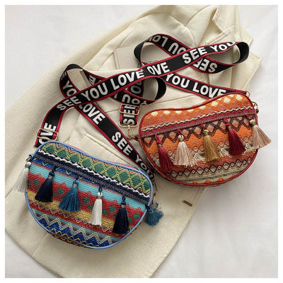 Tassel Bag For Women Classic Ethnic Crossbody Day Bag