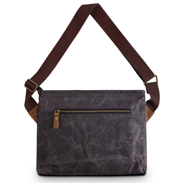 Retro Canvas Crossbody Bag Large Slim Laptop Bag Shoulder Bag