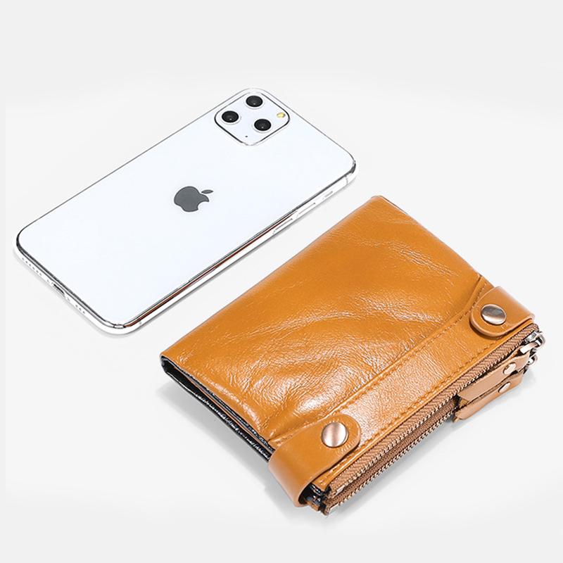 Genuine Leather Multi-function RFID Bifold Wallet