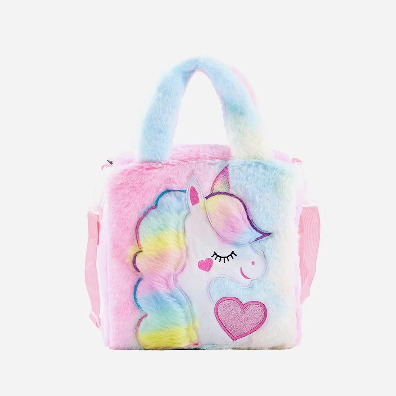 Handbag For Kids Cute Cartoon Embroidered Plush Unicorn Crossbody Bag