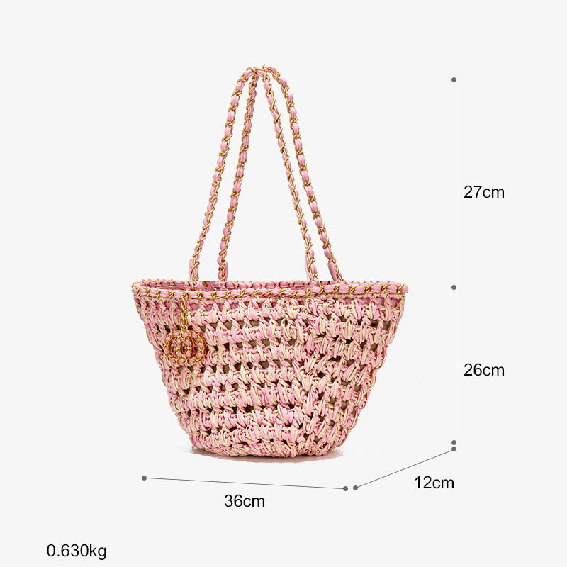 Elegant Shoulder Bag For Women Holiday Beach Straw Underarm Purse