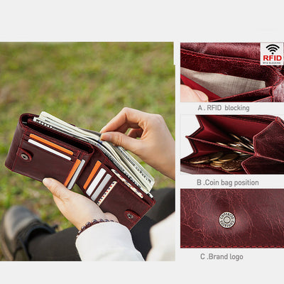 RFID Anti-Theft Genuine Leather Wallet