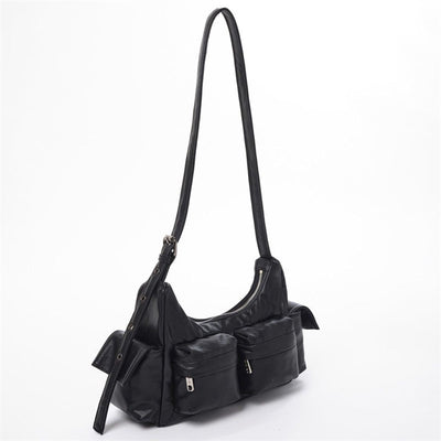 Horizontal Shoulder Bag For Women Multiple Pocket Minimalist Underarm Bag