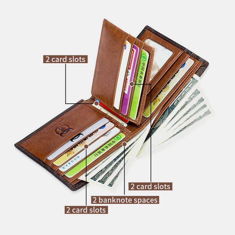 Genuine Leather RFID Multi-Slot Gradient Short Wallet