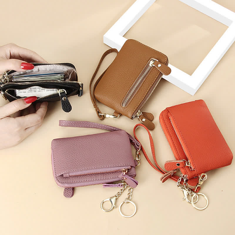 Women's Small Genuine Leather Wristlet Clutch Wallet Purse Card Holder