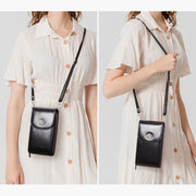 Phone Bag For Women Cowhide Genuine Leather Vertical Crossbody Bag