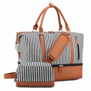 Travel Duffel Bag Weekender Overnight Bag Oversized Canvas Striped Handbag
