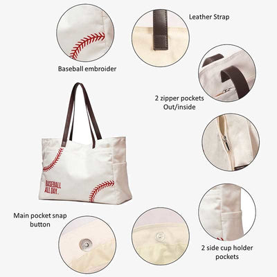 Large Embroidered Canvas Tote Multifunctional Travel Sports Bag Shoulder Bag