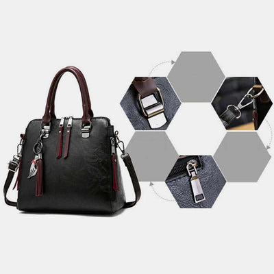 Handbags Purses for Women Vegan Leather Top-Handle Shoulder Bag with Zipper