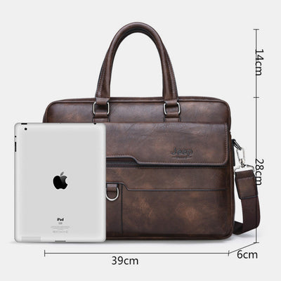 Lightweight Soft PU Messenger Bag Classic Slim Business Briefcase Crossbody Bag