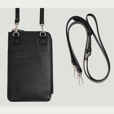 RFID Blocking Leather Phone Crossbody Wallet Bag with Adjustable Strap