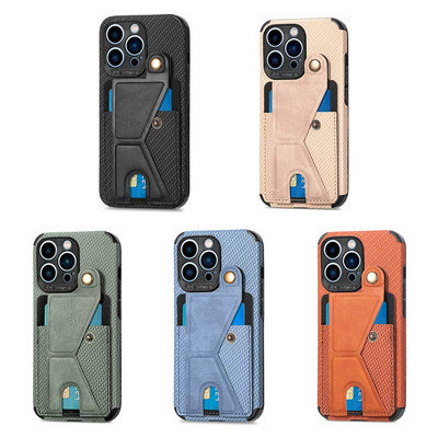 Shockproof Dustproof Leather Phone Case for iPhone with Card Slot Kickstand