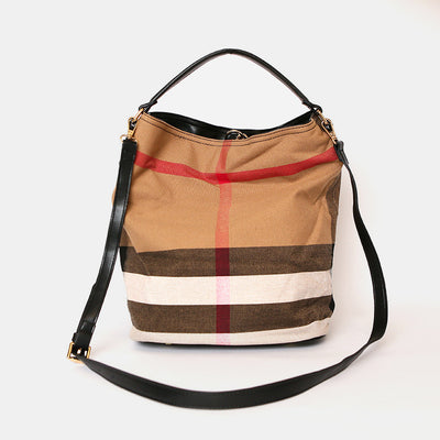 Top Handbag Bucket Bag Classic Plaid Pattern Women Crossbody Bag